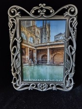 Vintage Pewter Art Nouveau Style Ornate Free Standing Photo Frame Home Decor