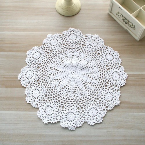Round hand crocheted - crocheted, doily