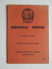 NORMAN NIPPY  MOPED  OPERATOR'S MANUAL ,  VILLIERS  ENGINE