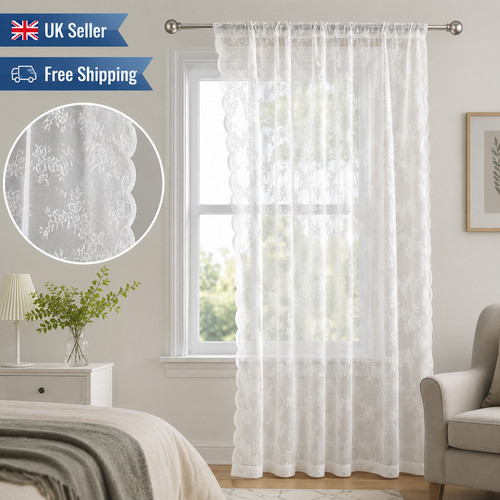 Lace leaf voile curtain - lace,