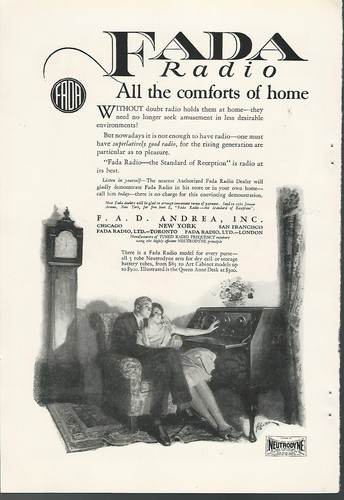 1925 fada radio advertisement - 1925,