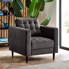 **Seconds** Jolene Grey Luxury Velvet Armchair Tufted Chesterfield Minimalist M