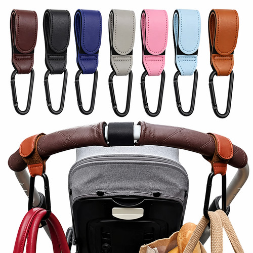 Leather pram hooks buggy - leather,