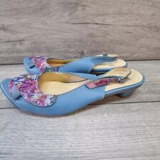 Tiggers Womens Shoes Leather Blue Floral Flowers UK 6 Wedding Sling Back New