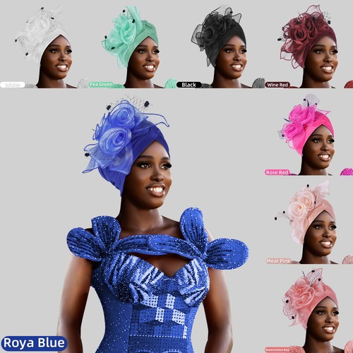 Feather flower bonnet turban - feather,