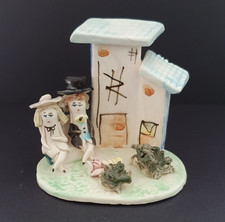 Cute Zampiva Spaghetti Vintage Seated Couple Ceramic Figure  8cm Tall