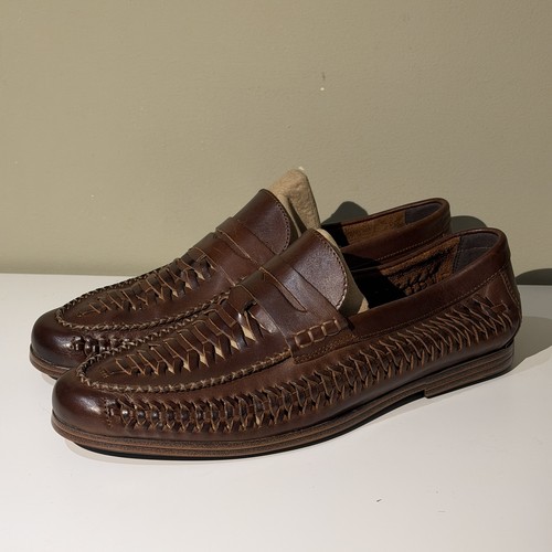 Leather woven mens loafers - woven,