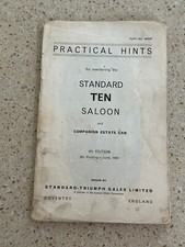 Standard Ten Saloon & Companion Estate Car Original Owners Handbook 1964