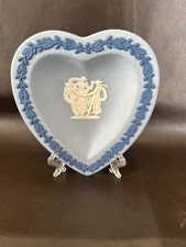 Rare Wedgwood Blue Jasperware Tri Colour Spade Trinket Plate Dish Tray VGC