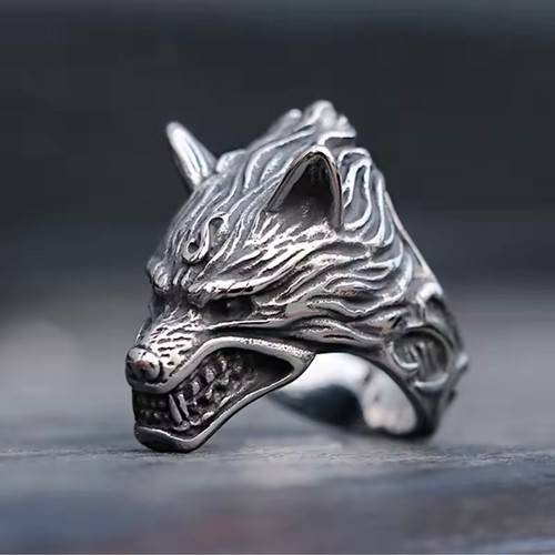 Viking wolf ring men - viking, biker