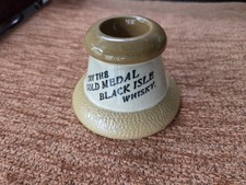 Superb 'Try The Gold Medal Black Isle Whisky' Glazed Pot Match Holder/Striker