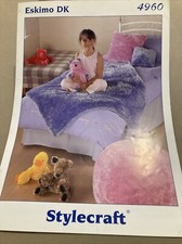 Stylecraft Eskimo DK Knitting Pattern. Throw, Cushions & Teddy.