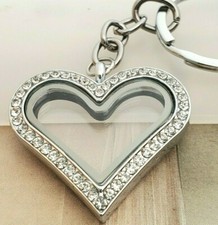 Large heart Glass locket keyring keychain DIY Floating charms