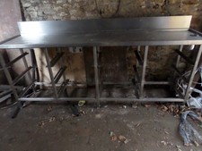 LARGE Stainless Steel Worktop Bench WITH DRAINER 1 END GLASS POT TABLE