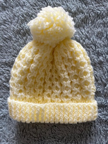 Hand knitted baby hat yellow - knitted,