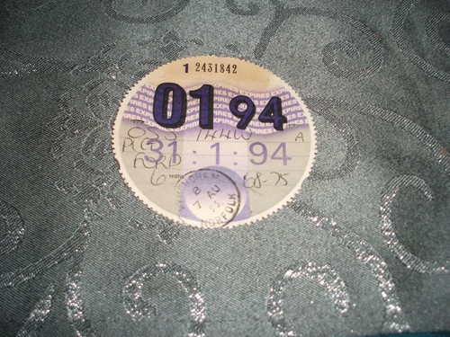 Tax disc used - tax, disc...01/94...used..