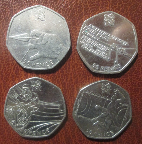 50p coins 2012 olympic - x,