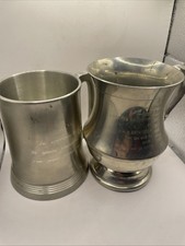2x Vintage Pewter Tankards For