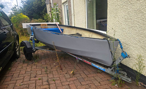 Row motor boat - motor, trailer