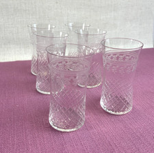 6 x Vintage Etched glasses