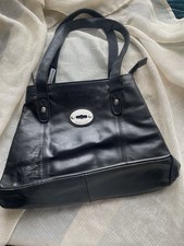 Black Leather Rowallan Hand Crafted Multi Compartment Handbag
