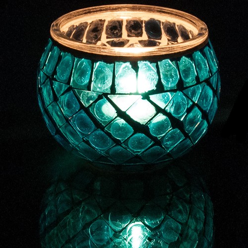 Mosaic glass candle - glass, holder