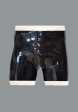 Rubber Latex  Boxer Shorts Pouch Front Thru Zip