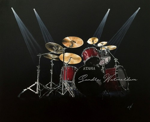 Red drum kit - drum, painting