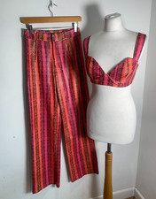 Oh Polly 2 Piece Trousers Top outfit 10 VGC coord snakeskin bralette high waist