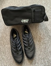 Retro Adidas Traxion Golf Shoes UK 12 VGC + Vintage Adidas Carry Bag Black 360