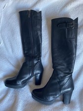 DUO SLIM CALF Black Leather Boots Calf Width 30cm Chunky Sole/heel Size 35 (Uk2)