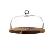 Glass Cheese Dome with Wooden