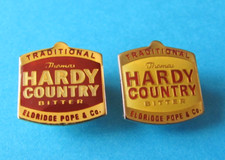 2, HARDY COUNTRY Beer Brewery Pin Badges, Eldridge Pope & Co . Dorset.
