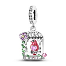 MULA Original Bird Cage Pendant DIY Charm CZ For Bracelet 925 Sterling Silver