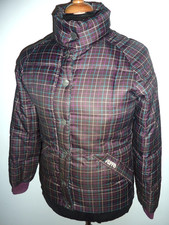 Women's Original PUFFA Jacket Allington Maroon Check Quilted Coat Ladies UK 8