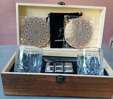 Ayaoqiang Whisky Stones Set with Tumblers, Bag, Stirrer, and Coasters