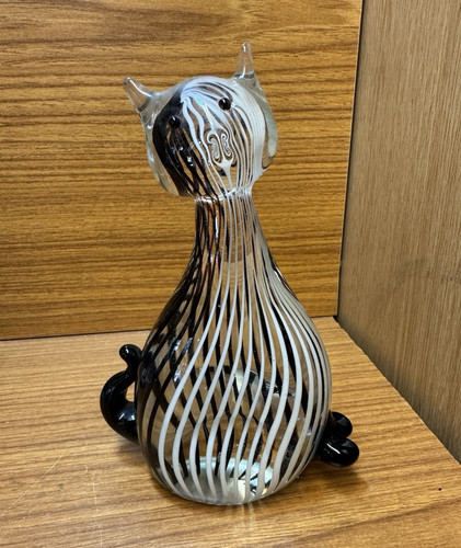Art glass striped - glass, cat