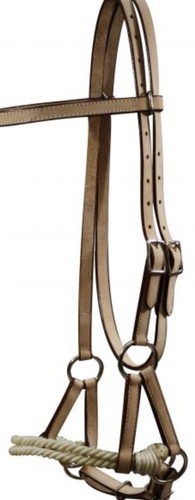 Leather western bitless bridle - leather,