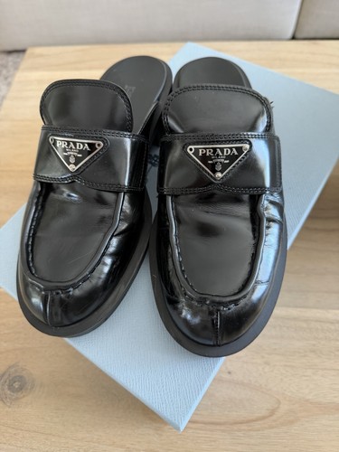 Prada leather loafer mule size - mule,