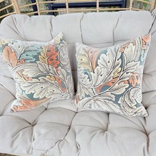 2 X John Lewis William Morris Sanderson Acanthus Velvet Fabric Cushion *FLAW*