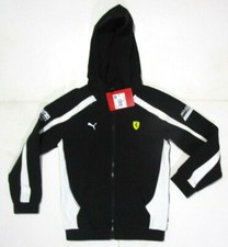 Puma Ferrari Kid's Unisex Sport Hoodie, New Black White Full Zip Official Sz XS