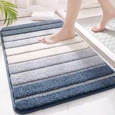 Absorbent Stripe Bath Mats Thickened Rectangular Bath Rug Non-Slip Entrance Mat