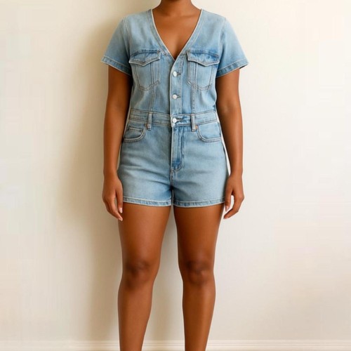 Zara blue denim playsuit - zara, size