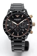 NEW EMPORIO ARMANI MENS WATCH AR70002 CERAMIC BLACK BRACELET BLACK DIAL GENUINE