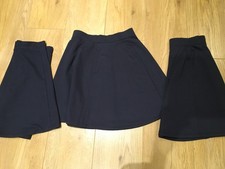 3 X GIRL'S NAVY A LINE, JERSEY SCHOOL UNIFORM SKIRTS, AGE 11-12 YEARS, GEORGE