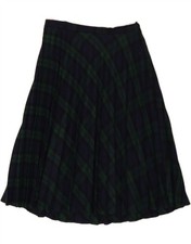 C&A Womens High Waist A-Line Skirt EU 46 XL W32  Green Check Wool DL24