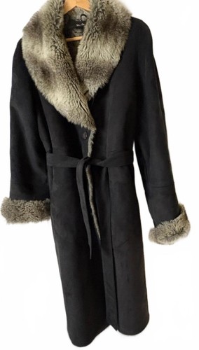 Vintage black faux - fur, coat