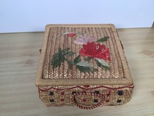 Vintage Sewing Box Straw Work