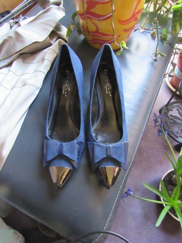 99p faux suede patent heels - faux, suede/patent