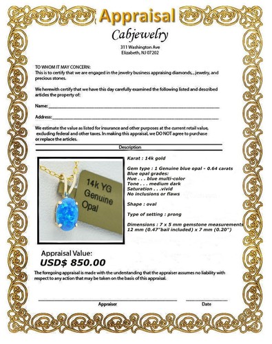 Genuine cts blue opal - 0.64,